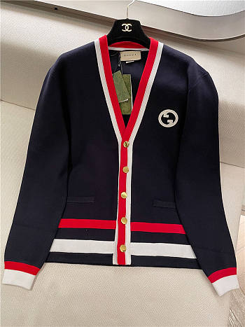 Gucci Cardigan Sweater Top Version Red Black