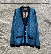 Gucci Cardigan Wool Jacquard Blue - 3