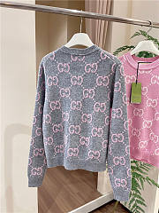Gucci Cardigan Wool Top Version Grey Pink - 5