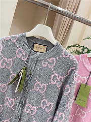 Gucci Cardigan Wool Top Version Grey Pink - 2