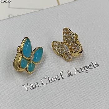 Van Cleef Two Butterfly Earrings Yellow Turquoise
