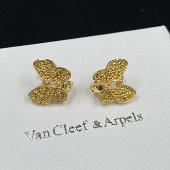 Van Cleef Two Butterfly Earrings Yellow Gold