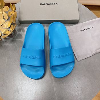 Balenciaga Logo Mono Platform Blue Slide