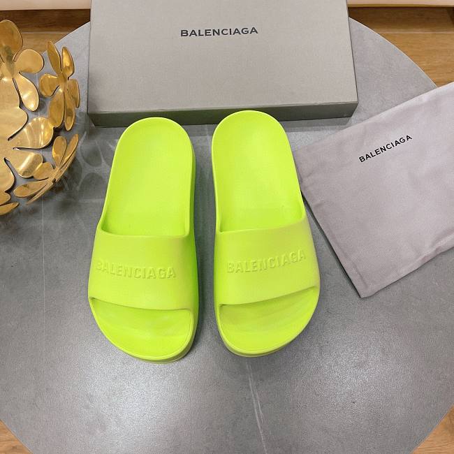 Balenciaga Logo Mono Platform Green Slide - 1