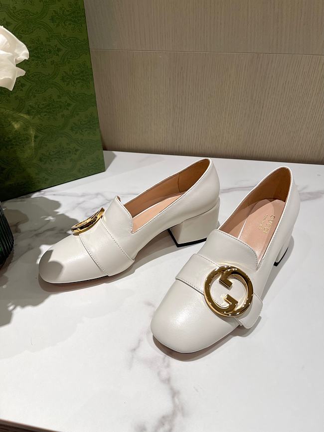 Gucci Blondie Mid-Heel Pumps White - 1