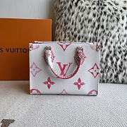 LV On The Go PM Tote Bag Pink White Size 25x19x11cm - 4