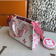 LV On The Go PM Tote Bag Pink White Size 25x19x11cm - 3