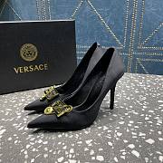 Versace Pointed Toe Black Lacquer Leather Pumps - 1