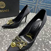 Versace Pointed Toe Black Lacquer Leather Pumps - 3