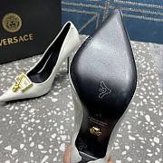 Versace Pointed Toe White Lacquer Leather Pumps - 4