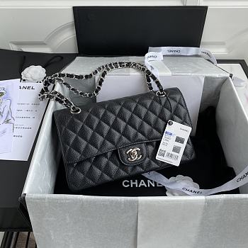Chanel Handbag A01112 Black Silver Size 15x25x6cm