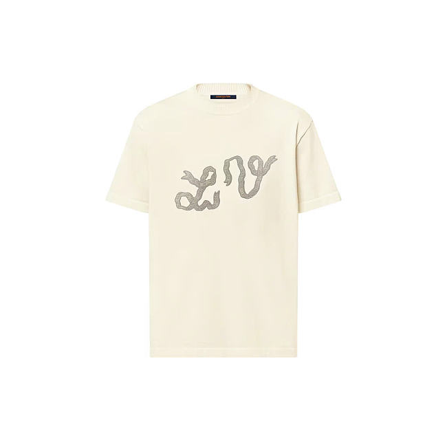 LV 1AGJTV Embellished Short-Sleeved Cotton Crewneck - 1