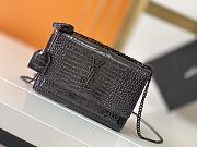 YSL Embossed Sunset Crossbody Black Size 22×8×16cm - 3