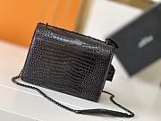 YSL Embossed Sunset Crossbody Black Size 22×8×16cm - 2