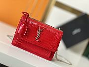 YSL Embossed Sunset Crossbody Red Size 22×8×16cm - 3
