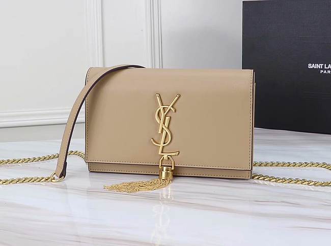 YSL Matte Beige Leather Kate Tassel Size 20x17x6cm - 1