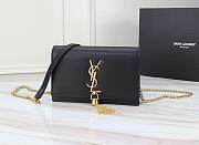 YSL Matte Gold Black Leather Kate Tassel Size 20x17x6cm - 1