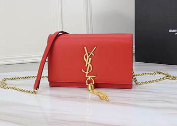 YSL Matte Red Leather Kate Tassel Size 20x17x6cm