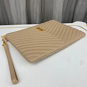 YSL Monogram Wristlet Clutch Beige Size 30x2x21cm - 3