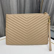 YSL Monogram Wristlet Clutch Beige Size 30x2x21cm - 2