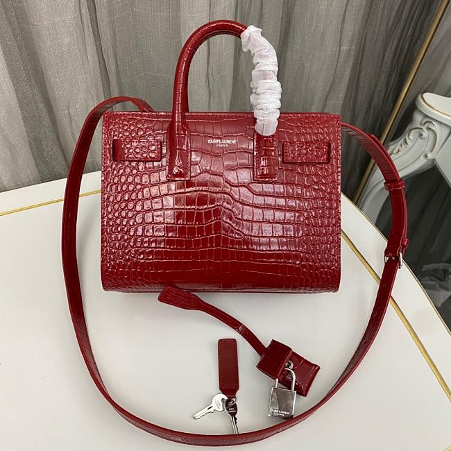 YSL SAC DE JOUR Croco Red 1456YS Size 22x18x10cm - 1