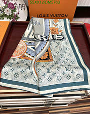 Louis Vuitton Blue Silk Scarf DM5763 Size 90x90CM - 4