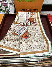 Louis Vuitton Brown Silk Scarf DM5763 Size 90x90CM - 2