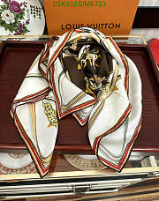 Louis Vuitton Brown Silk Scarf DM8723 Size 90x90CM - 3