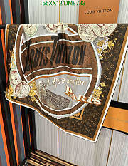 Louis Vuitton Brown Silk Scarf DM8733 Size 90x90CM - 3