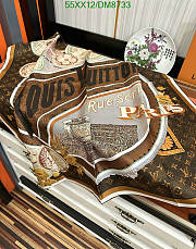Louis Vuitton Brown Silk Scarf DM8733 Size 90x90CM - 2