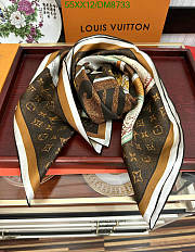 Louis Vuitton Brown Silk Scarf DM8733 Size 90x90CM - 4