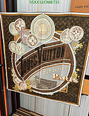Louis Vuitton Brown Silk Scarf DM8733 Size 90x90CM - 6