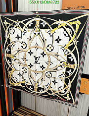 Louis Vuitton White Silk Scarf DM8723 Size 90x90CM - 5