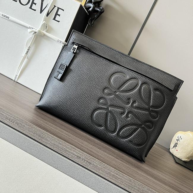 Loewe Clutch Bag Leather Black Size 29x6x20cm - 1
