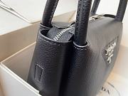 Prada Black Vitello Leather Daino Top Zip 18x9x19cm - 6