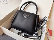 Prada Black Vitello Leather Daino Top Zip 18x9x19cm - 4