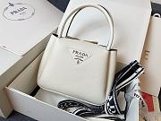 Prada White Vitello Leather Daino Top Zip 18x9x19cm - 3