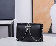Prada Brushed Leather Shoulder Bag Black 17x9x3cm - 2