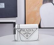 Prada Brushed Leather Shoulder Bag White 17x9x3cm - 1