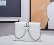 Prada Brushed Leather Shoulder Bag White 17x9x3cm - 5
