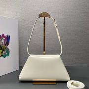 Prada Brushed Leather Shoulder Bag in White 28x14x7cm - 6