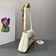 Prada Brushed Leather Shoulder Bag in White 28x14x7cm - 5