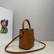 Prada Panier Saffiano Leather Bag Brown 15x16x9.5cm - 3
