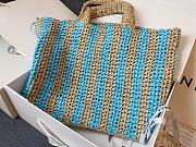 Prada Raffia Logo Tote Blue Bag Camel 40x15x34cm - 5