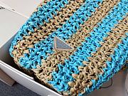 Prada Raffia Logo Tote Blue Bag Camel 40x15x34cm - 3
