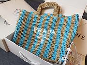 Prada Raffia Logo Tote Blue Bag Camel 40x15x34cm - 4