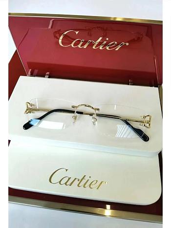 Cartier CT0281 Rectangular Rimless Glasses Gold