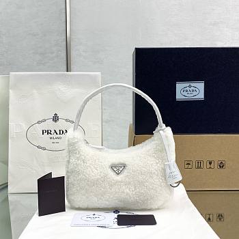 Prada Re-Edition 2000 White Wool 22x12x6cm