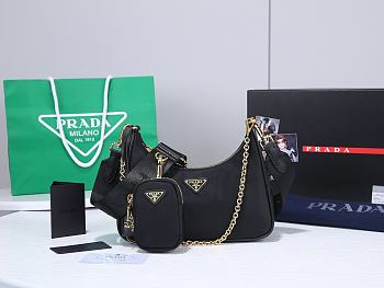 Prada Re-Edititon 2005 Re-Nylon Black Gold 22x12x6cm
