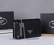 Prada Triangle Logo Chain Shoulder Black Bag 19x10x3cm - 5